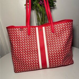 Tory Burch Gemini Link Tote Bag (Red/White)